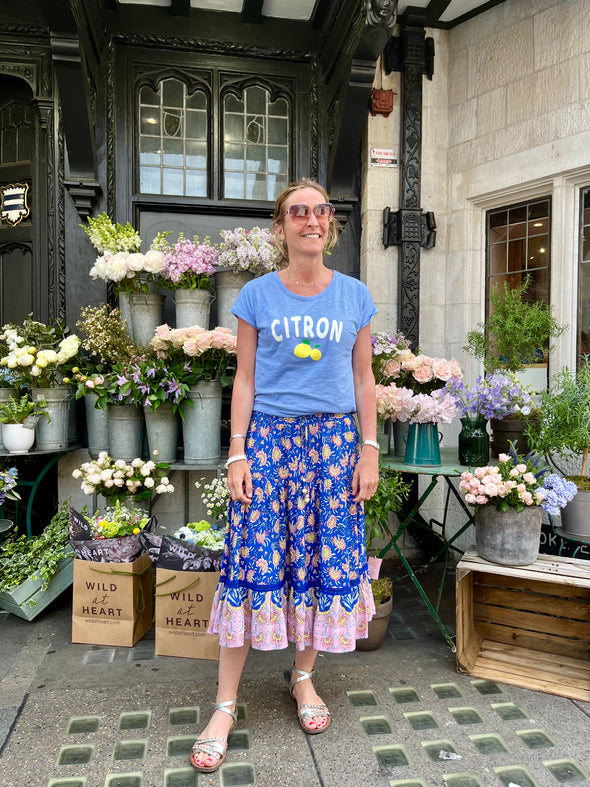 Tarida midi skirt in bright blue