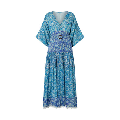 Sample: Blue paisley print dress (UK size 10-12)