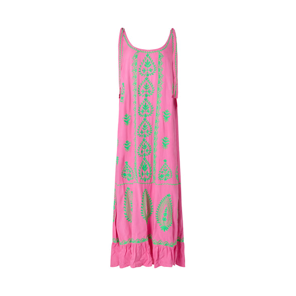 Nido in bright pink with green embroidery