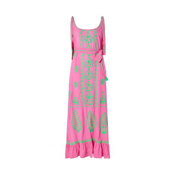 Nido in bright pink with green embroidery