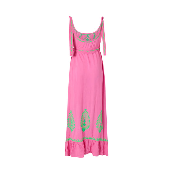 Nido in bright pink with green embroidery