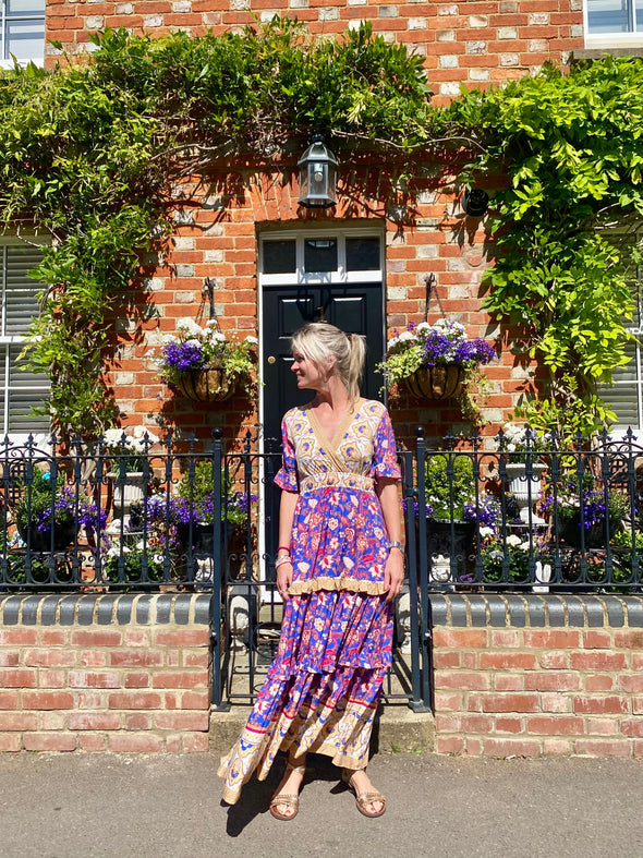 Flamenco dress in royal blue and yellow