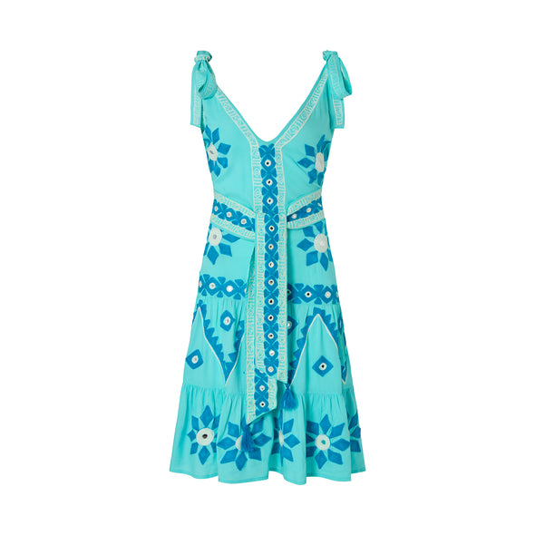 Sample: Embroidered turquoise beach dress (UK size 10-14)